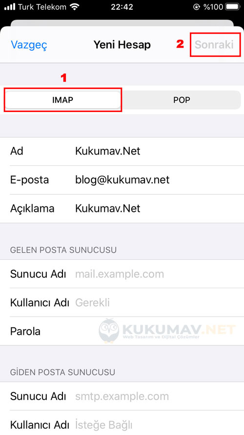 Iphone IMAP Mail Kurma