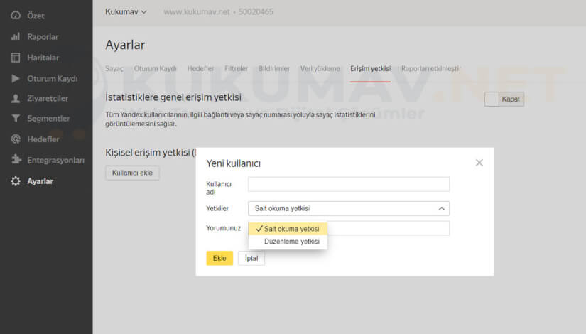 Yandex Metrica Ayarları