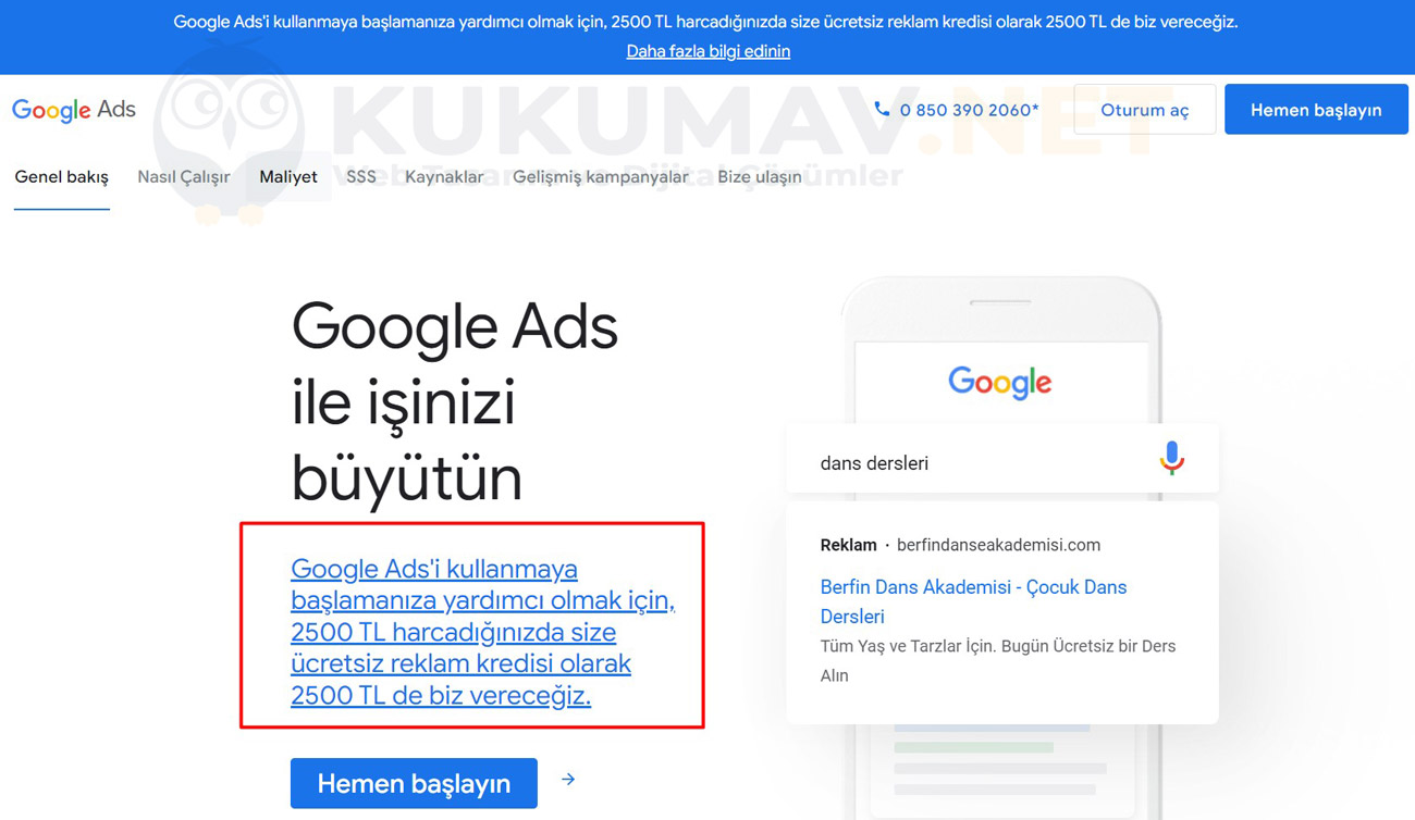 Google ücretsiz reklam verme