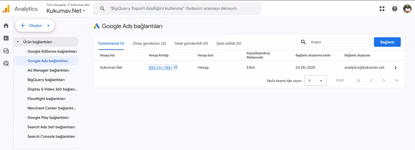 Google Analytics Urun Baglantisi Google Analytics Urun Baglantisi