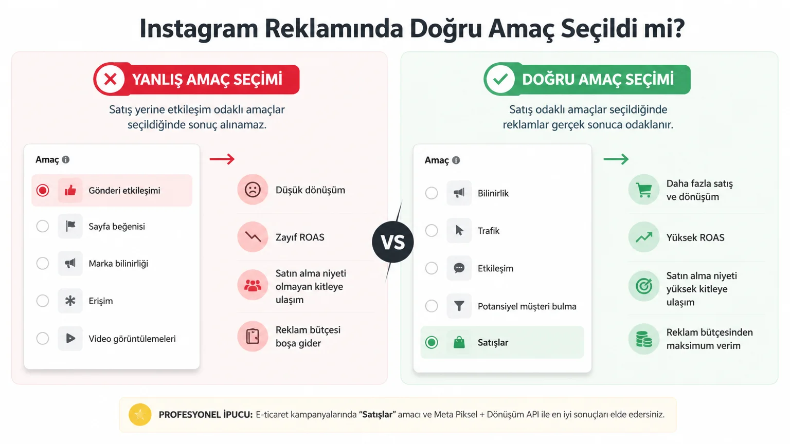 Instagram Reklamları Neden Satış Getirmiyor? - Instagram Reklamında Doğru Amaç Seçildi mi?