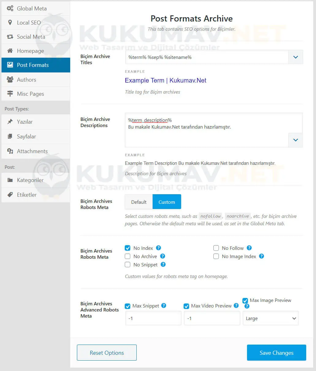 Rank Math Post Formats Archive ayarları: biçim arşivleri için başlık, açıklama ve No Index işaretli robots meta Rank Math Post Formats Archive ayarları: biçim arşivleri için başlık, açıklama ve No Index işaretli robots meta