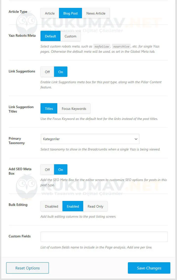 Rank Math Yazılar ayarlarının devamı: Article Type, Link Suggestions, Primary Taxonomy, SEO Meta Box ve Bulk Editing Rank Math Yazılar ayarlarının devamı: Article Type, Link Suggestions, Primary Taxonomy, SEO Meta Box ve Bulk Editing